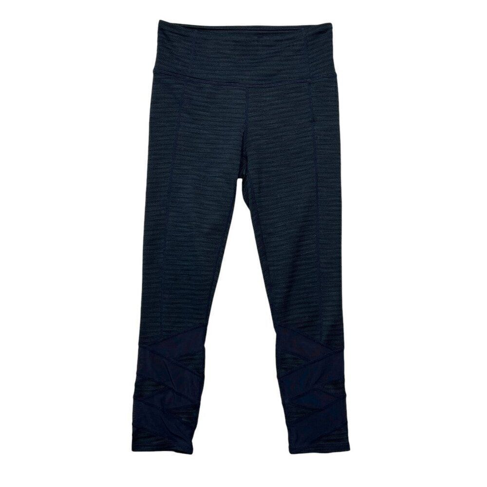 Athleta Leggings Women's XS Navy Jacquard Mantra Capri Yoga Fitness Tights